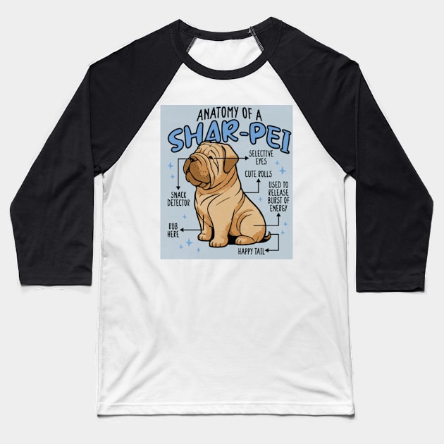 Anatomy of a Sharpei Baseball T-Shirt by Digital-Zoo